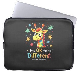 Autism Awareness Cute Giraffe Animal Its Ok To Be Laptop Sleeve