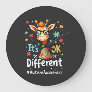 Autism Awareness Cute Giraffe Animal Its Ok To Be Large Clock