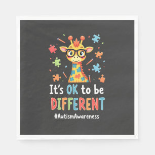 Autism Awareness Cute Giraffe Animal Its Ok To Be Napkin