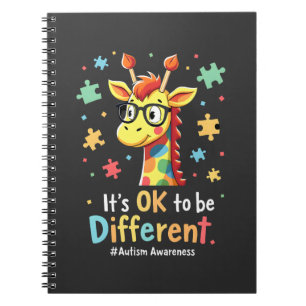 Autism Awareness Cute Giraffe Animal Its Ok To Be Notebook