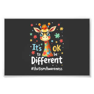 Autism Awareness Cute Giraffe Animal Its Ok To Be Photo Print