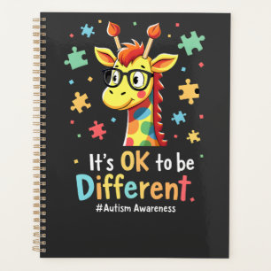 Autism Awareness Cute Giraffe Animal Its Ok To Be  Planner