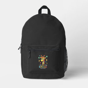 Autism Awareness Cute Giraffe Animal Its Ok To Be Printed Backpack