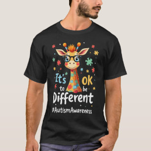 Autism Awareness Cute Giraffe Animal Its Ok To Be  T-Shirt