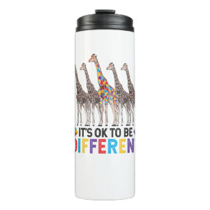 Autism Awareness Cute Giraffe Animal It's Ok To Be Thermal Tumbler