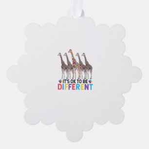 Autism Awareness Cute Giraffe Animal It's Ok To Be Tree Decoration Card