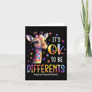 Autism Awareness Cute Giraffe It's Ok To Be Differ Card