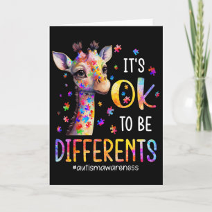 Autism Awareness Cute Giraffe It's Ok To Be Differ Card