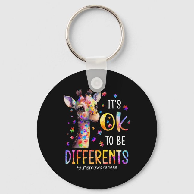 Autism Awareness Cute Giraffe It's Ok To Be Differ Key Ring (Front)