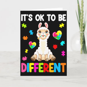 Autism Awareness Cute Llama It S Ok To Be Differe Card