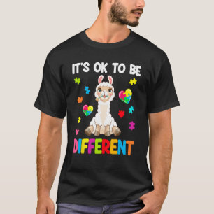 Autism Awareness Cute Llama It s Ok To Be Differe T-Shirt