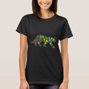Autism Awareness Cute Panther Puzzle Piece Animals T-Shirt