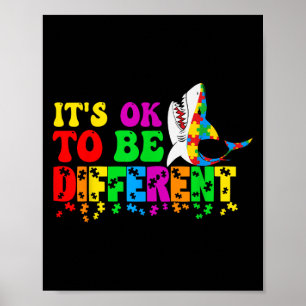 Autism Awareness Cute Shark Animal Its Ok To Be Di Poster