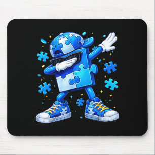 Autism awareness dabbing puzzle mouse pad