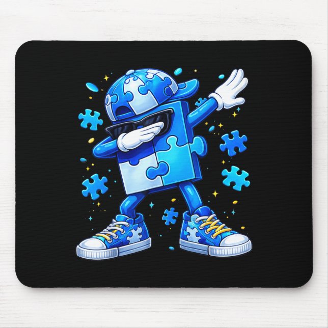 Autism awareness dabbing puzzle  mouse pad (Front)