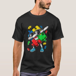 Autism Awareness Dabbing Puzzle Piece Kids Gift Bo T-Shirt