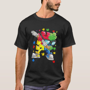 Autism Awareness Dabbing Puzzle Piece Kids Gift Bo T-Shirt