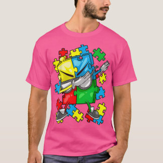 Autism Awareness Dabbing Puzzle Piece Sunglasses B T-Shirt