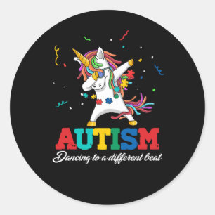 Autism Awareness Dabbing Unicorn Dancing Puzzle Pi Classic Round Sticker