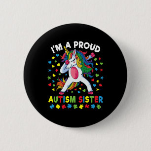 Autism Awareness Dabbing Unicorn Girl Proud Autism 6 Cm Round Badge