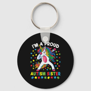 Autism Awareness Dabbing Unicorn Girl Proud Autism Key Ring