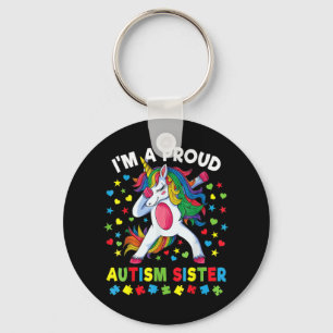 Autism Awareness Dabbing Unicorn Girl Proud Autism Key Ring