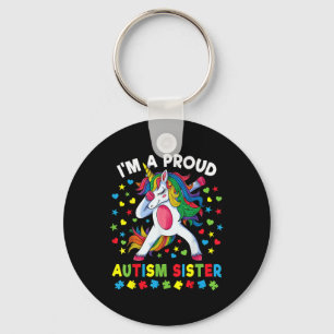 Autism Awareness Dabbing Unicorn Girl Proud Autism Key Ring