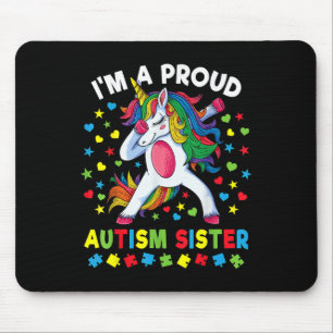 Autism Awareness Dabbing Unicorn Girl Proud Autism Mouse Pad