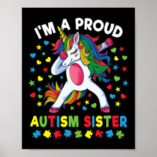 Autism Awareness Dabbing Unicorn Girl Proud Autism Poster