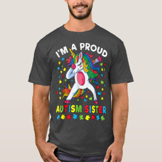 Autism Awareness Dabbing Unicorn Girl Proud Autism T-Shirt
