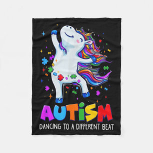 Autism Awareness Dabbing Unicorn Puzzle Piece Kids Fleece Blanket