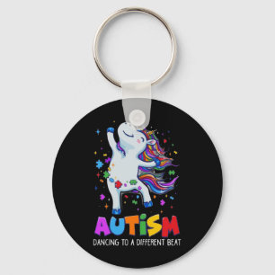 Autism Awareness Dabbing Unicorn Puzzle Piece Kids Key Ring