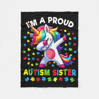 Autism Awareness Dabbing Unicorn Puzzle Pieces  Fleece Blanket