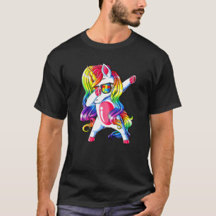 Autism Awareness Dabbing Unicorn Puzzle Rainbow Gi T-Shirt