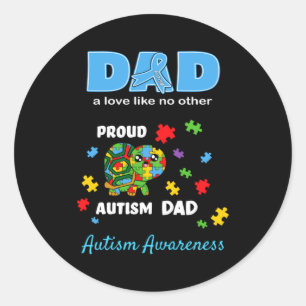 Autism Awareness Dad Father Love Proud Autism Son Classic Round Sticker