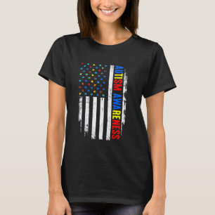 Autism Awareness Dad Mum USA Flag Support Autistic T-Shirt