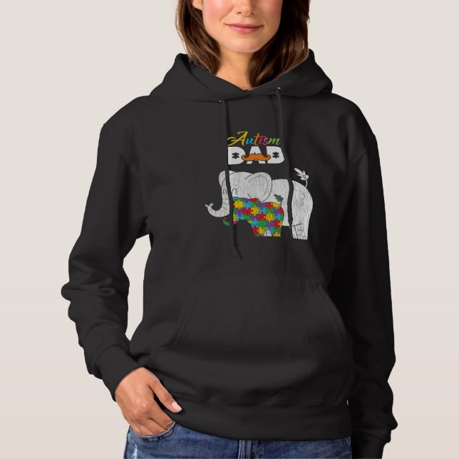 Autism Awareness Dad Proud Autistic Son Daughter E Hoodie (Front)