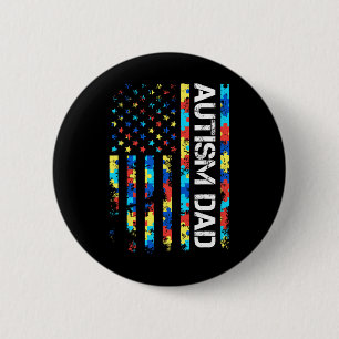 Autism Awareness Dad Usa Flag Fathers Day 6 Cm Round Badge