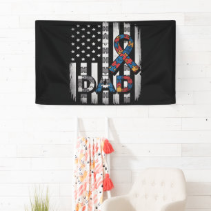 autism awareness dad usa flag fathers day banner