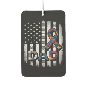 Autism Awareness Dad USA Flag Fathers Day Car Air Freshener