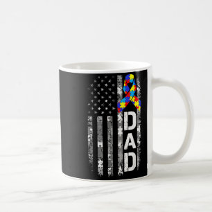 Autism Awareness Dad USA Flag Fathers Day Coffee Mug