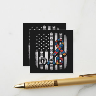 Autism Awareness Dad USA Flag Fathers Day Enclosure Card