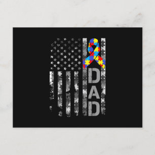 Autism Awareness Dad USA Flag Fathers day Enclosure Card