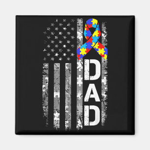 Autism awareness dad usa flag fathers day magnet