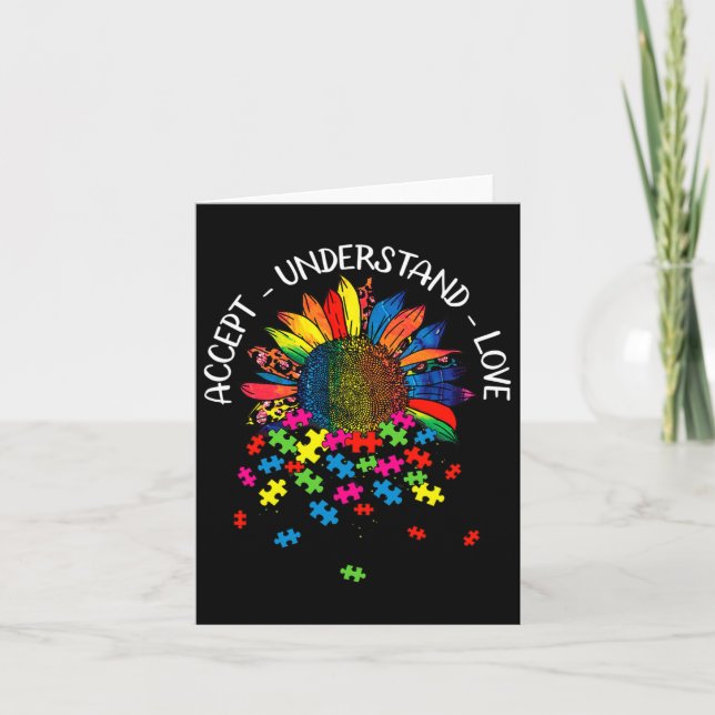 Autism Awareness Daisy Flower Accept Understand Lo Card (Front)
