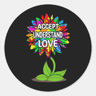 Autism Awareness Daisy Sunflower For Mom Men Kids  Classic Round Sticker