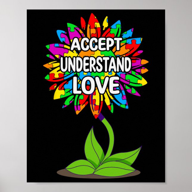 Autism Awareness Daisy Sunflower For Mom Men Kids  Poster (Front)
