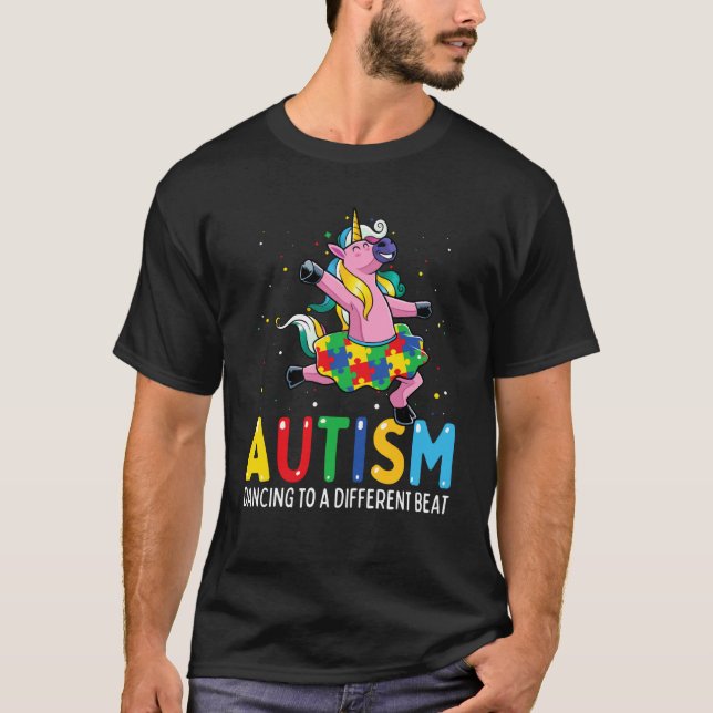 Autism Awareness Dancing Unicorn Puzzle Piece Kids T-Shirt (Front)