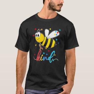 Autism Awareness Day Bee Kind Puzzle Pieces T-Shirt