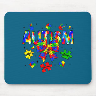 Autism awareness day coquette bow puzzle pieces mouse pad